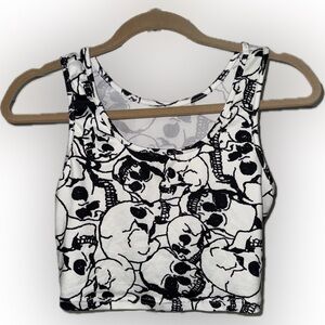 Skull Full Patterned Crop Tank Top